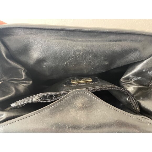 VTG Franco Godi Italia Black Crocodile Embossed Leather Satchel Style Handbag - Picture 16 of 16